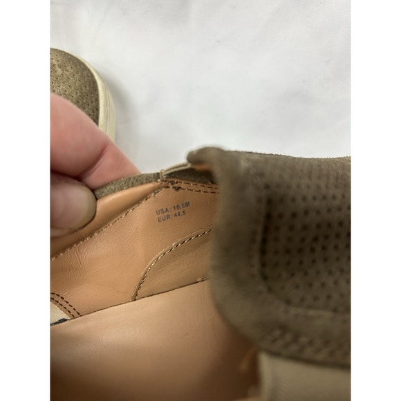 Vince Fletcher Men's 10.5 Suede Slip On Sneakers Perforated Olive Green Luxury - Picture 7 of 8